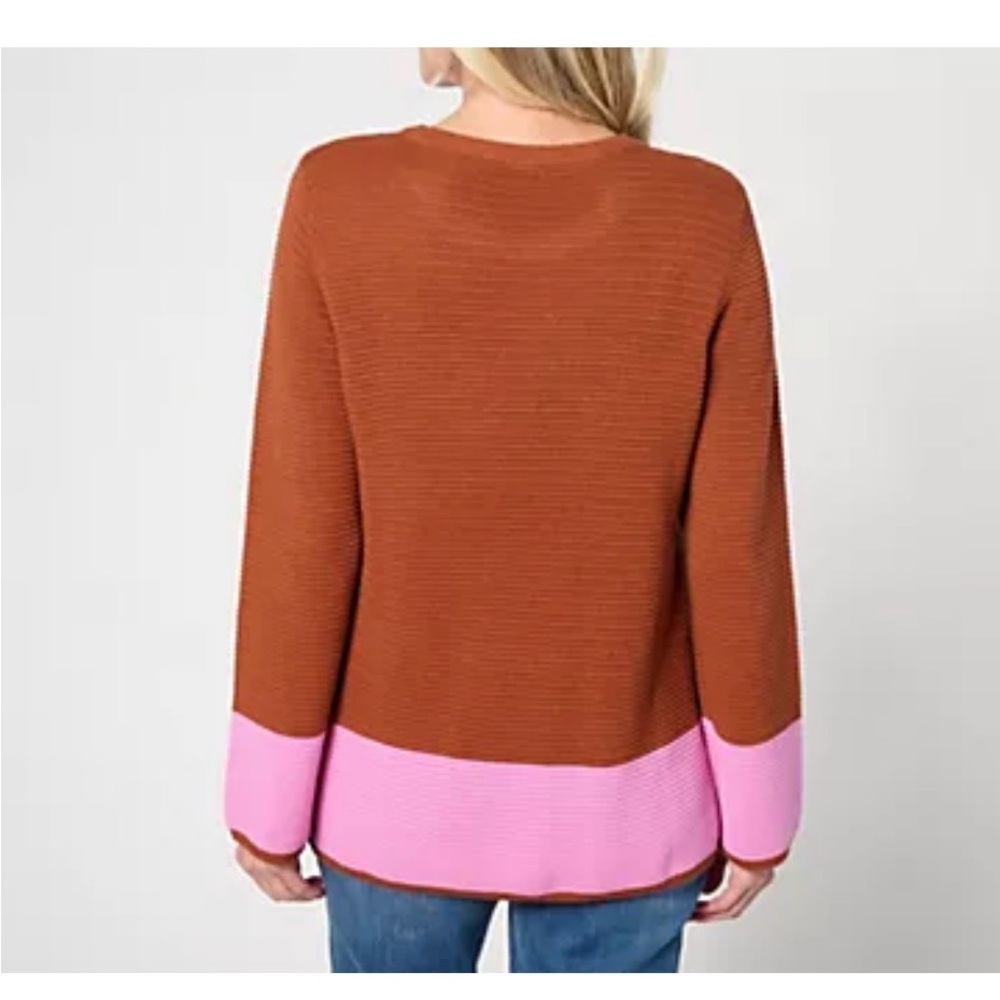 Zuda Eco Vero Color Blocked Sweater w/ Side Seam Zippers. Size Large - Picture 2 of 11